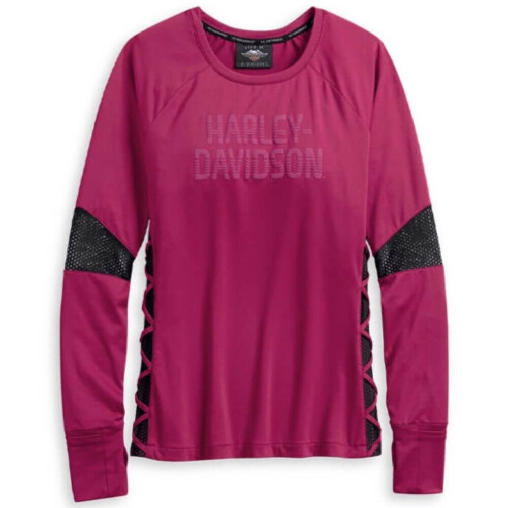 Harley-Davidson Performance Wicking Mesh Accent Top - Maroon/Black - L
